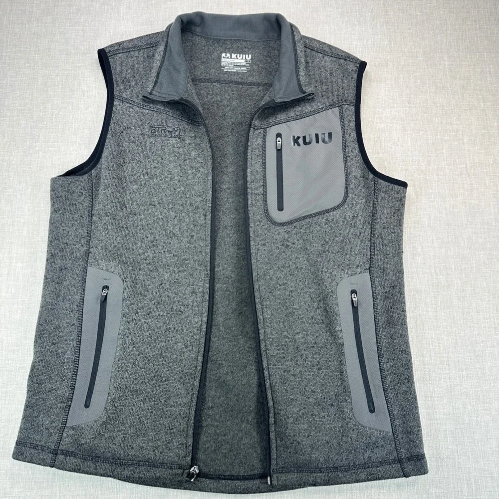 KUIU Vest Mens L Gray Base Camp High Loft Fleece Full Zip Outdoor Hiking EUC
